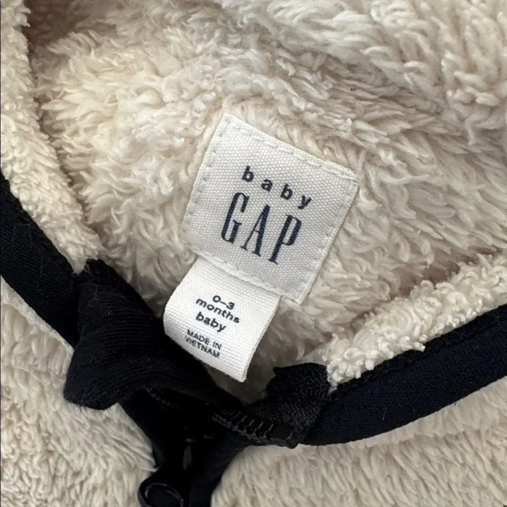 GAP Cream Fleece Baby Jumpsuit with Dark Trim